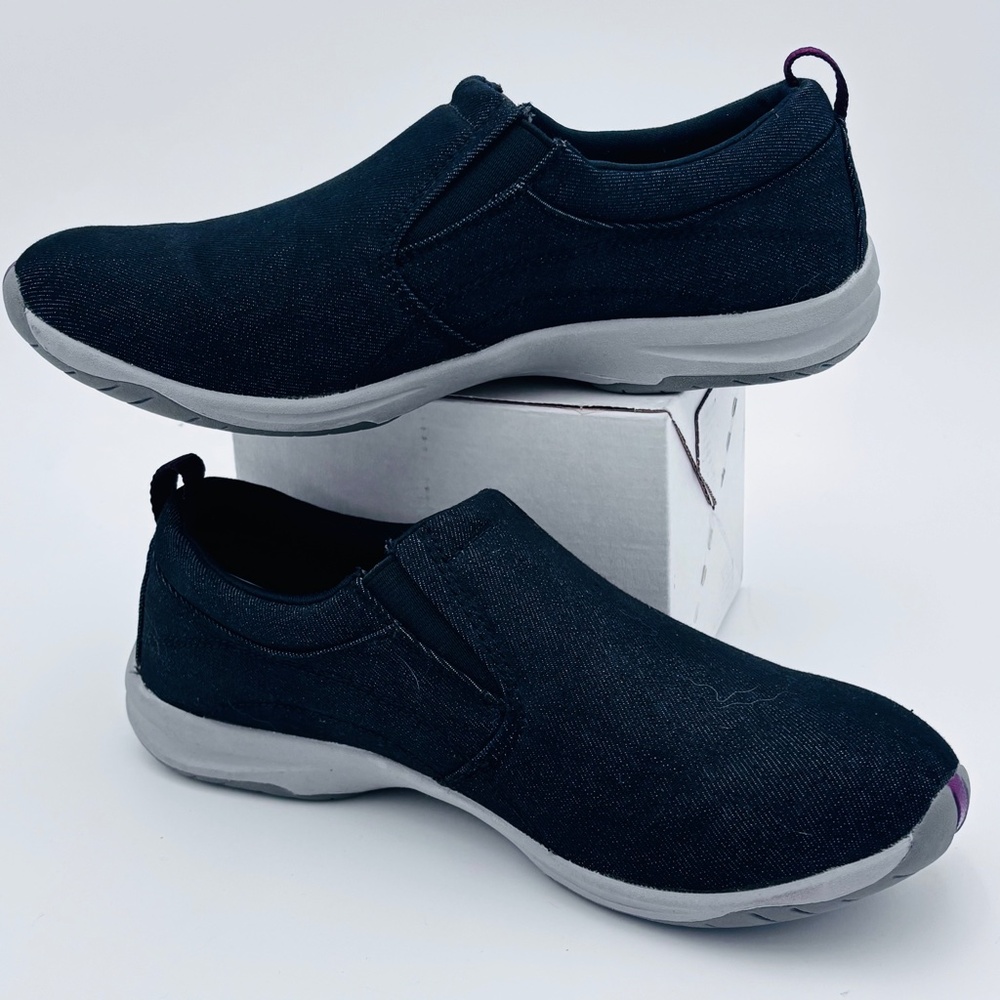 Lands End Slip-On Dark Blue Denim Casual Walking Work Shoe Women Size 8B EUC